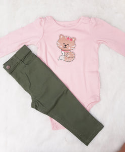 Conjunto x2 niña verde militar